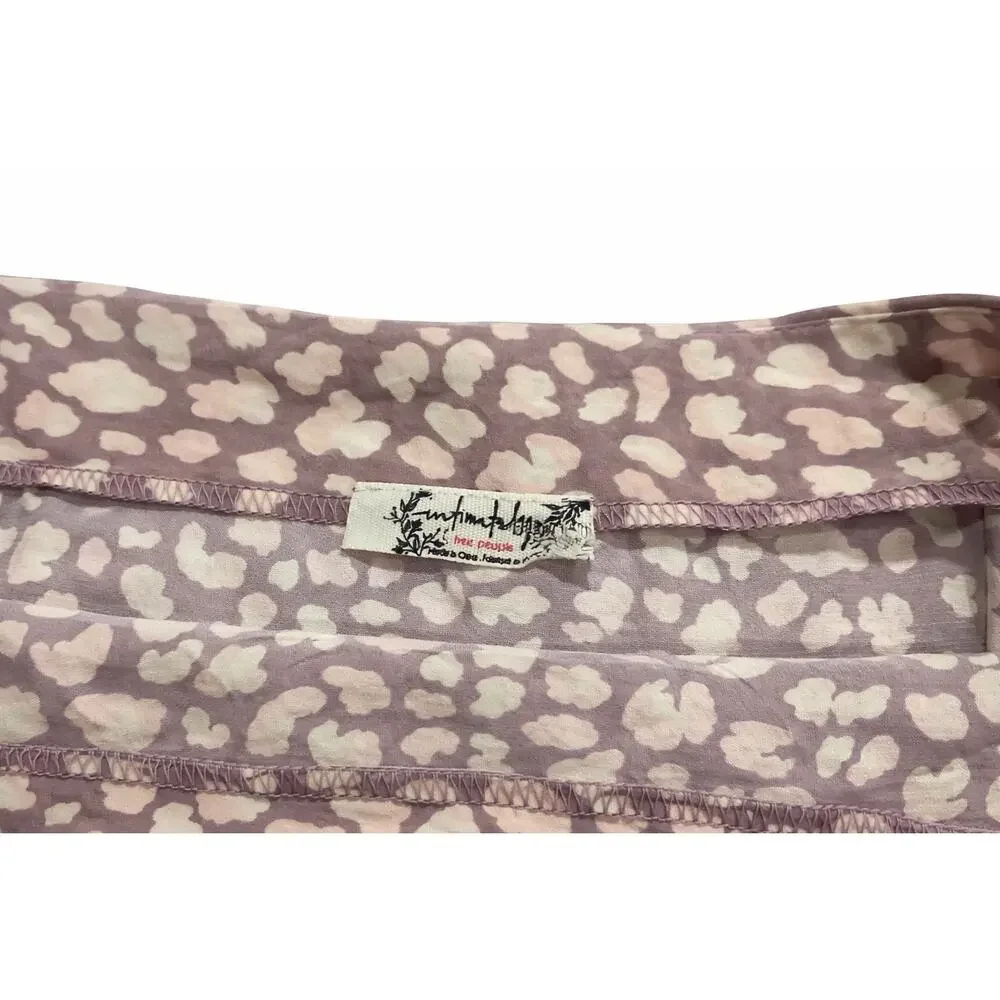 Intimately‎ Free People Pink Leopard Ruffle Hem Mini Skirt Boho Y2K 30 Waist